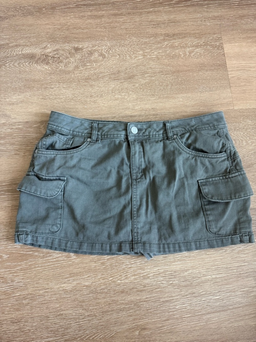 Garage Olive Green Mini Skirt with Cargo Pockets